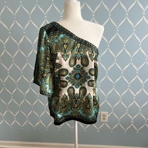 Elegant One-Shoulder Paisley Top